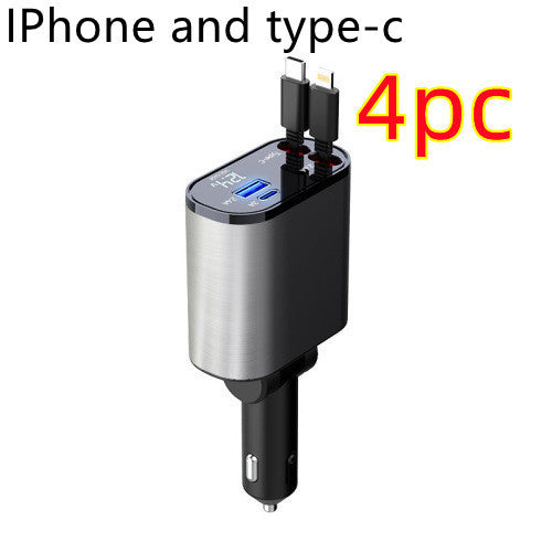 100W Metal Car Charger with USB & Type-C Adapter