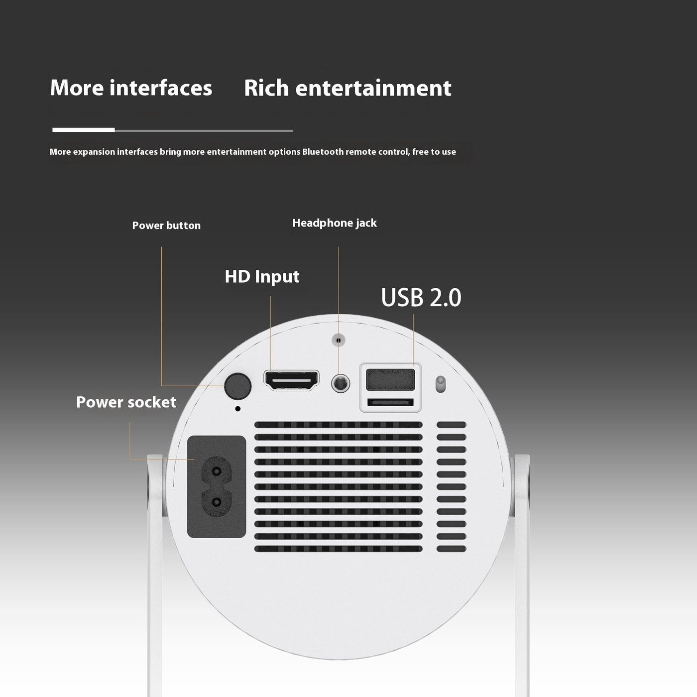 Portable 180° Projector with Automatic Focus for Home Use