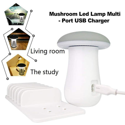 2-in-1 Multifunction Mushroom LED Lamp with USB Charger