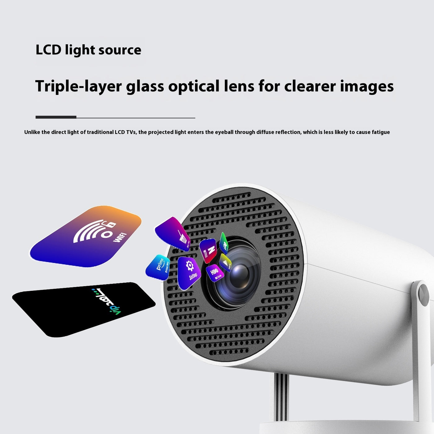 Portable 180° Projector with Automatic Focus for Home Use