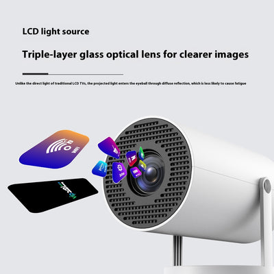 Portable 180° Projector with Automatic Focus for Home Use