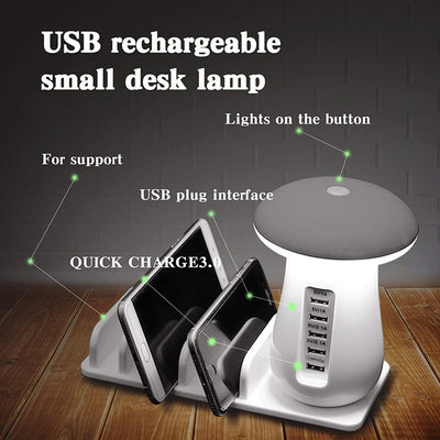 2-in-1 Multifunction Mushroom LED Lamp with USB Charger