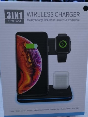 3-in-1 Wireless Charger Stand for Phone, Watch, & Earbuds