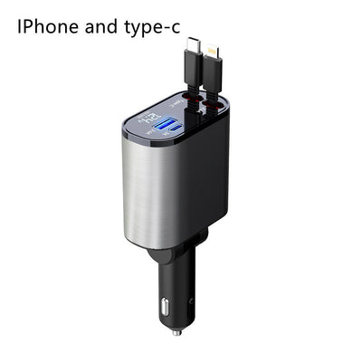 100W Metal Car Charger with USB & Type-C Adapter