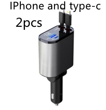 100W Metal Car Charger with USB & Type-C Adapter