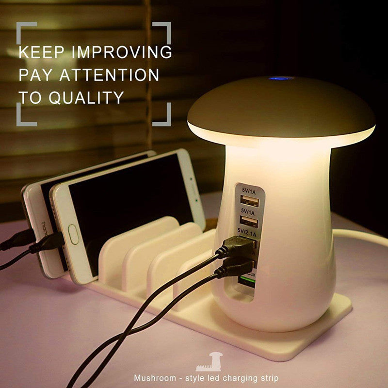 2-in-1 Multifunction Mushroom LED Lamp with USB Charger