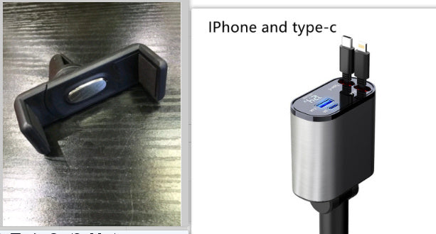 100W Metal Car Charger with USB & Type-C Adapter