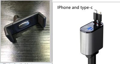 100W Metal Car Charger with USB & Type-C Adapter