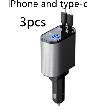 100W Metal Car Charger with USB & Type-C Adapter