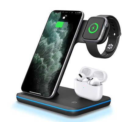 3-in-1 Wireless Charger Stand for Phone, Watch, & Earbuds