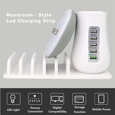 2-in-1 Multifunction Mushroom LED Lamp with USB Charger