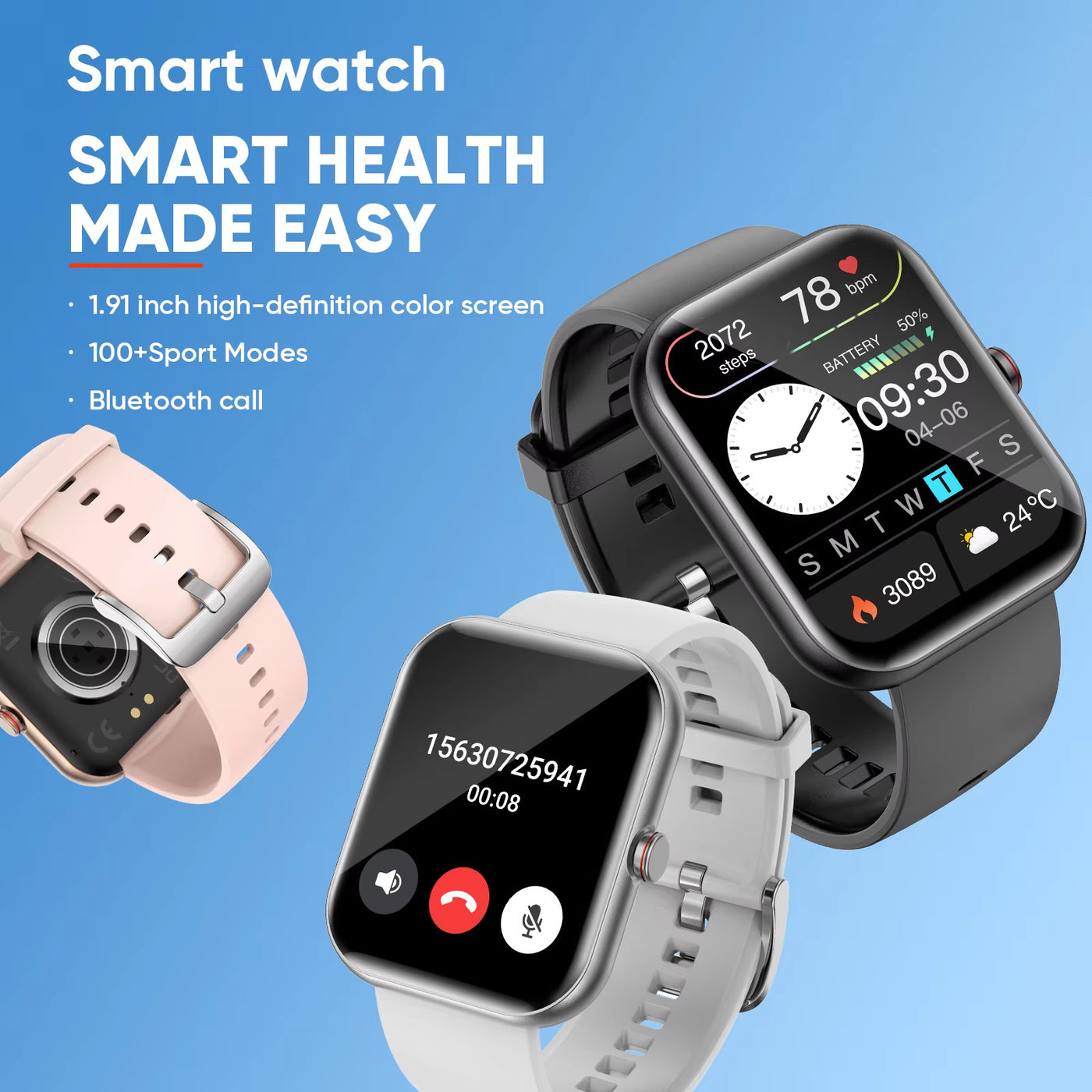 A221 Big Screen Smartwatch with BT Call & AI Voice