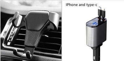 100W Metal Car Charger with USB & Type-C Adapter