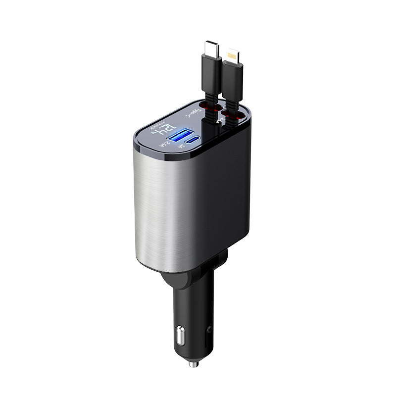 100W Metal Car Charger with USB & Type-C Adapter