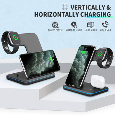 3-in-1 Wireless Charger Stand for Phone, Watch, & Earbuds